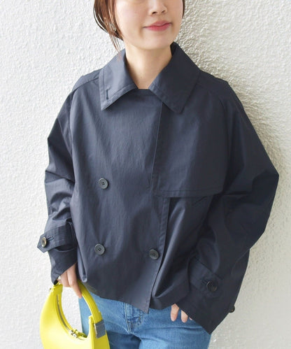 〈手洗い可能〉タイプライター ボリューム スリーブ ショート トレンチ コート