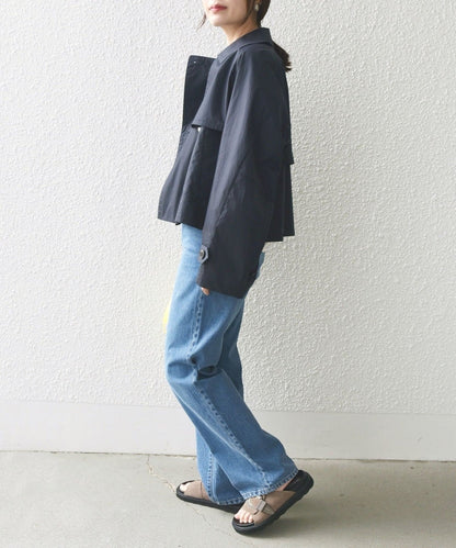 〈手洗い可能〉タイプライター ボリューム スリーブ ショート トレンチ コート