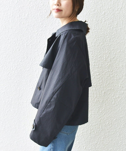 〈手洗い可能〉タイプライター ボリューム スリーブ ショート トレンチ コート