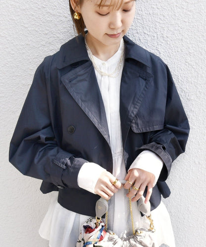 〈手洗い可能〉タイプライター ボリューム スリーブ ショート トレンチ コート