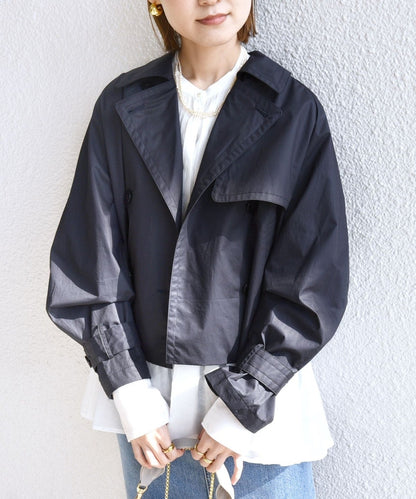 〈手洗い可能〉タイプライター ボリューム スリーブ ショート トレンチ コート