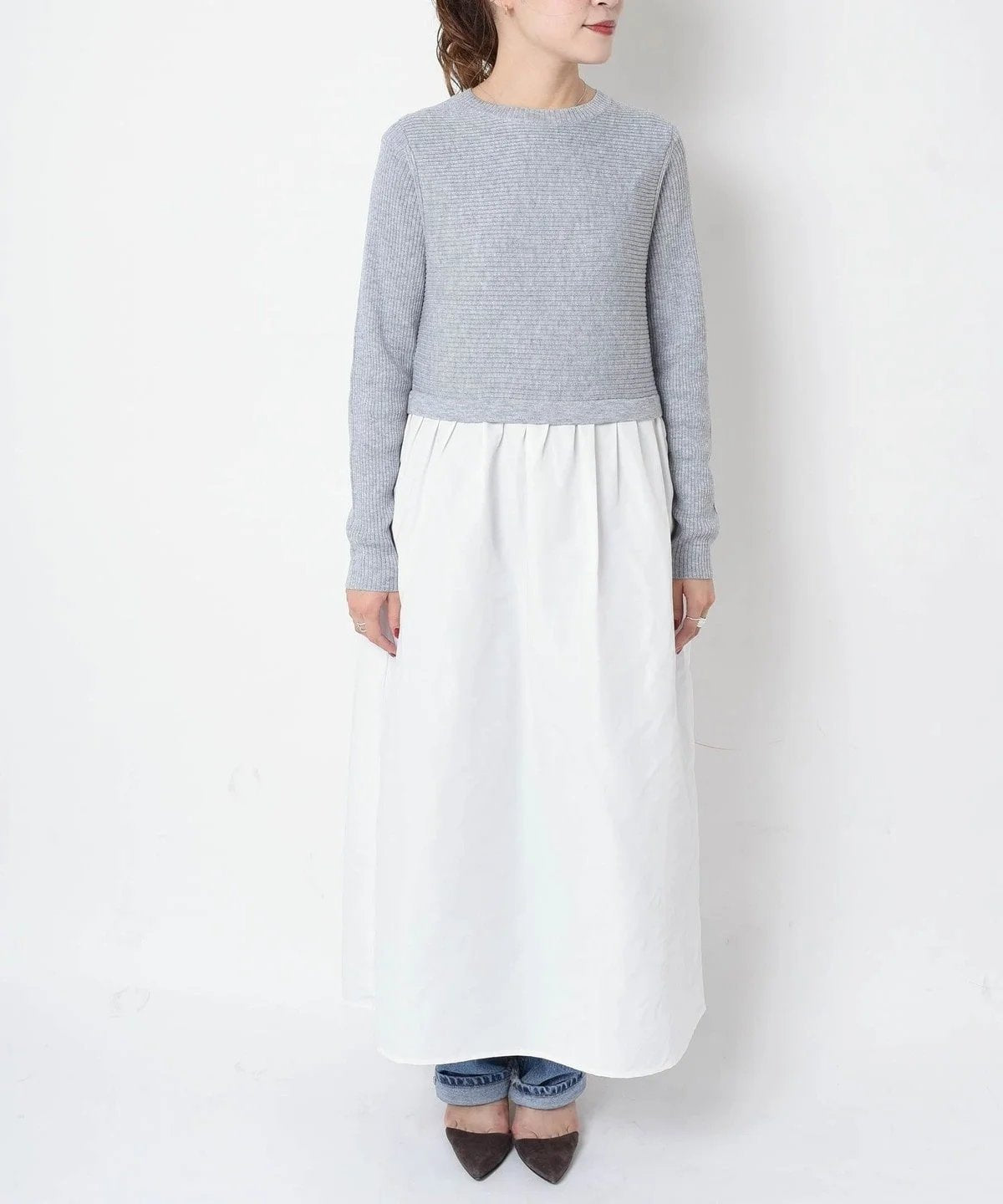 【WEB限定】〈手洗い可能〉ドッキングニットワンピース