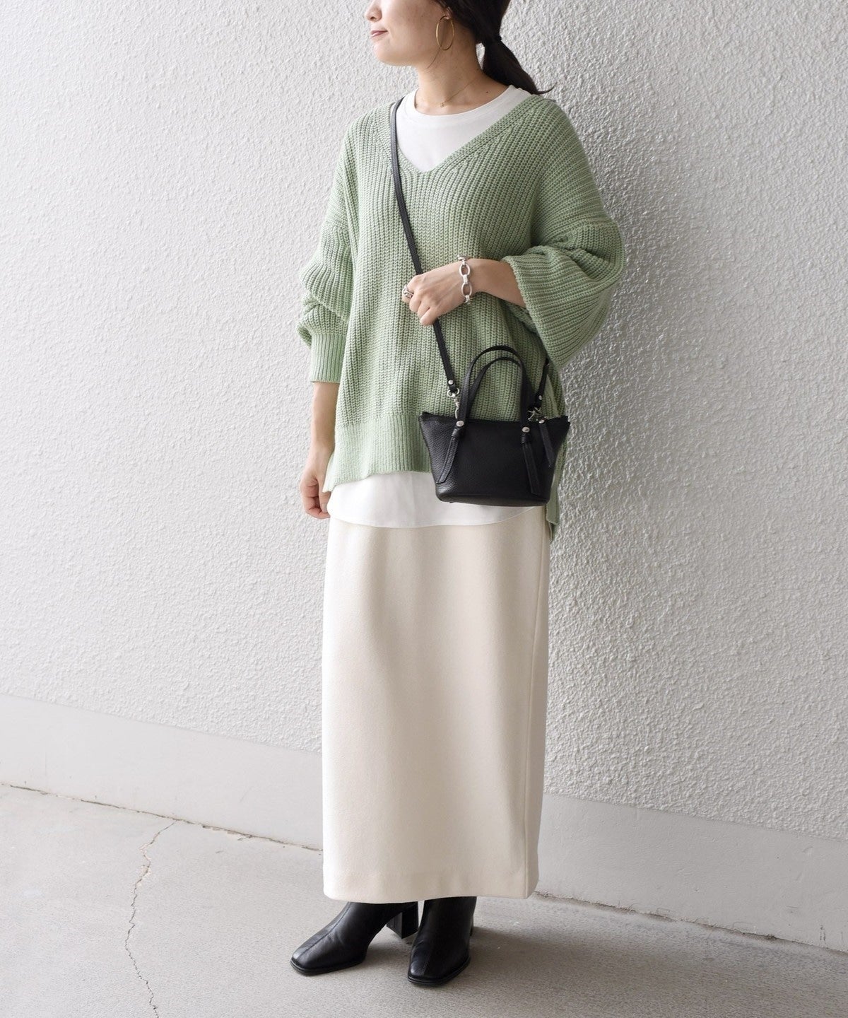 【WEB限定】〈手洗い可能〉スキッパーニット×ロンTセット 21FW