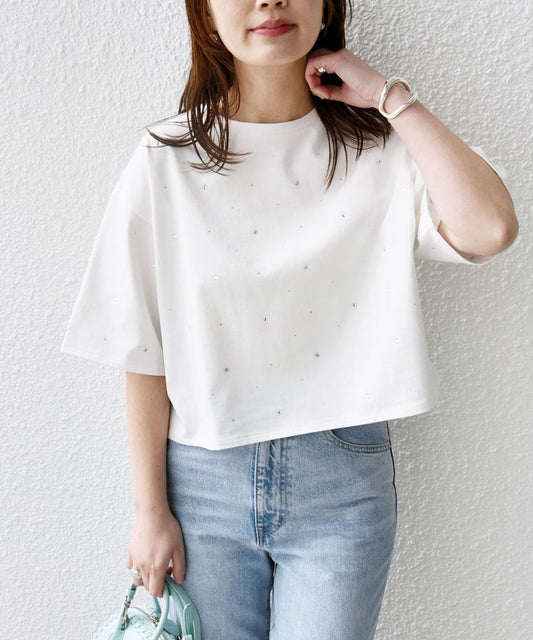 【WEB限定】〈手洗い可能〉ラインストーン ワイド TEE