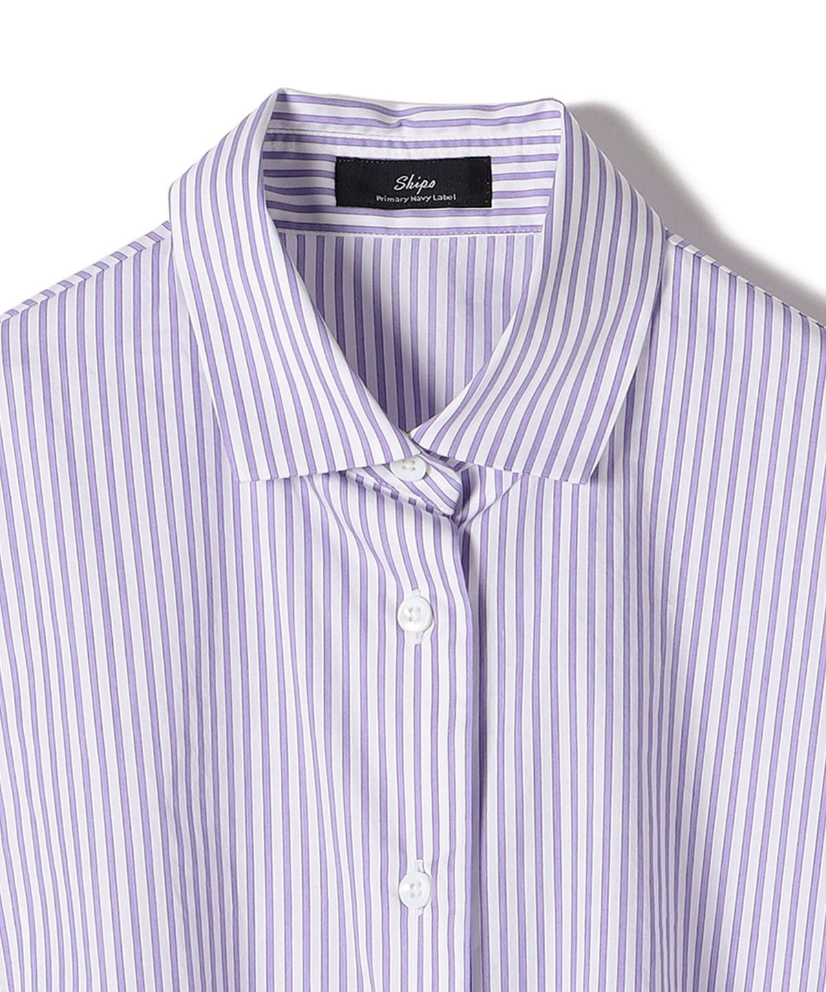 SHIPS Primary Navy Label:〈手洗い可能〉ALBINI パープルストライプ ビッグ シャツ