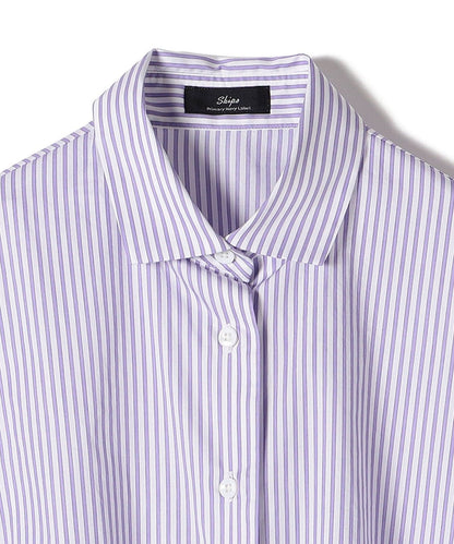 SHIPS Primary Navy Label:〈手洗い可能〉ALBINI パープルストライプ ビッグ シャツ