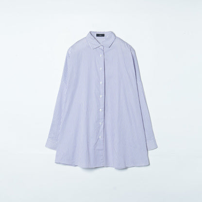 SHIPS Primary Navy Label:〈手洗い可能〉ALBINI パープルストライプ ビッグ シャツ