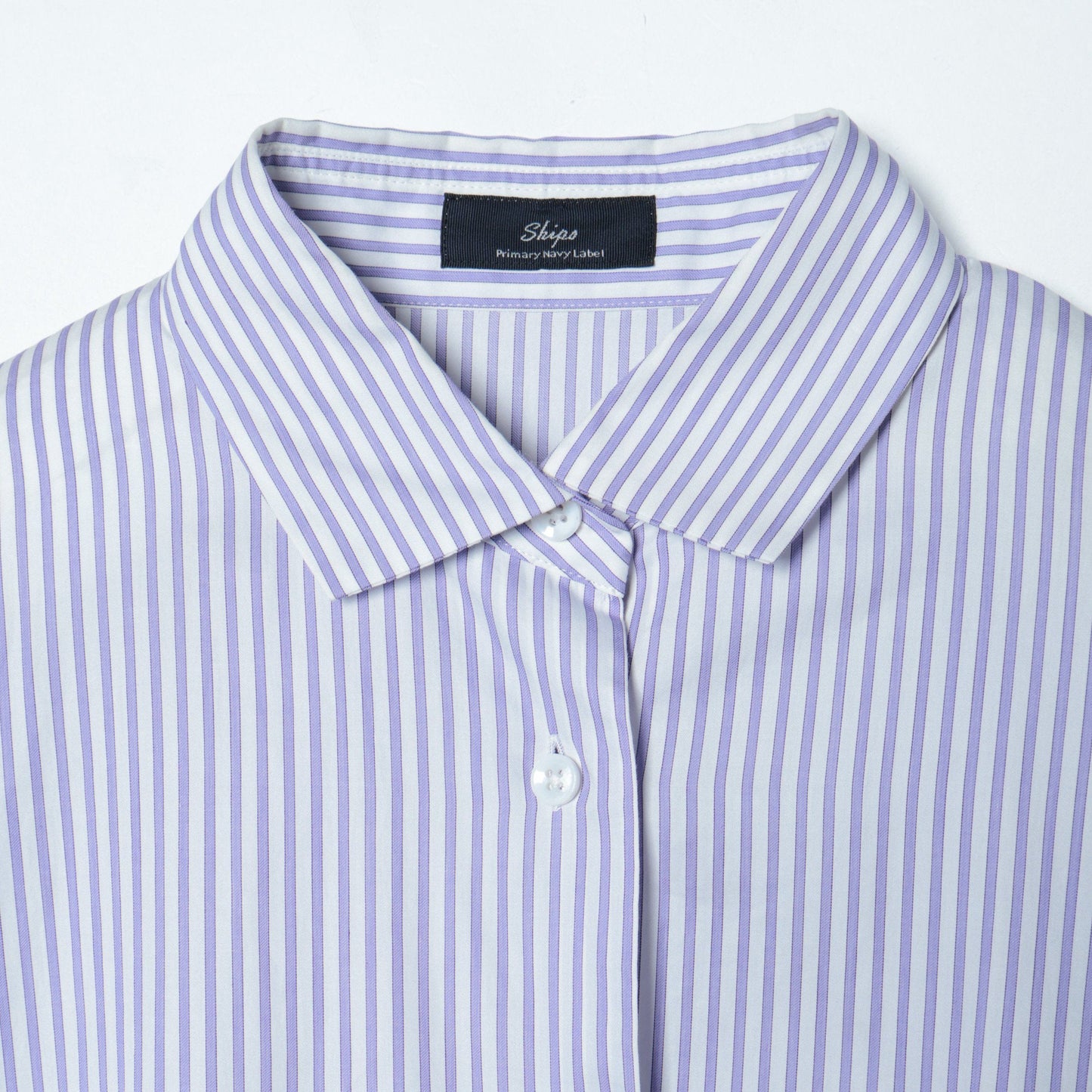 SHIPS Primary Navy Label:〈手洗い可能〉ALBINI パープルストライプ ビッグ シャツ
