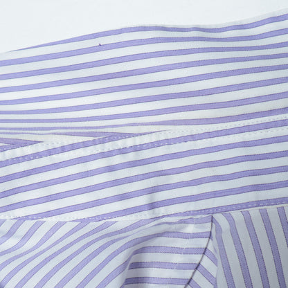 SHIPS Primary Navy Label:〈手洗い可能〉ALBINI パープルストライプ ビッグ シャツ