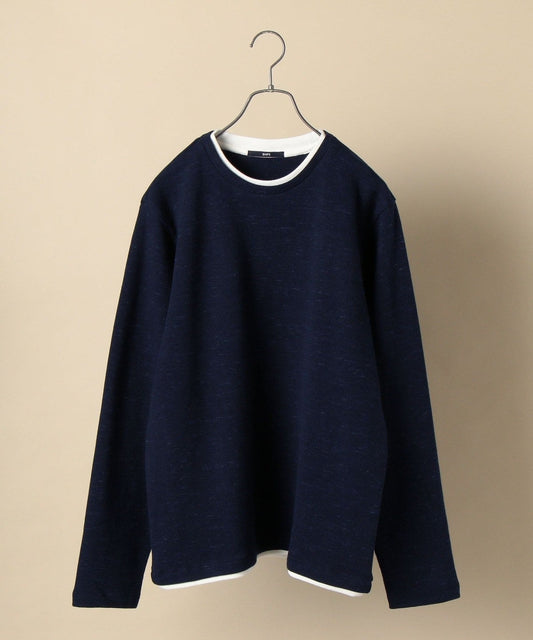 SHIPS: ワッフル フェイクレイヤード クルーネック ロングスリーブ Tシャツ (ロンT)