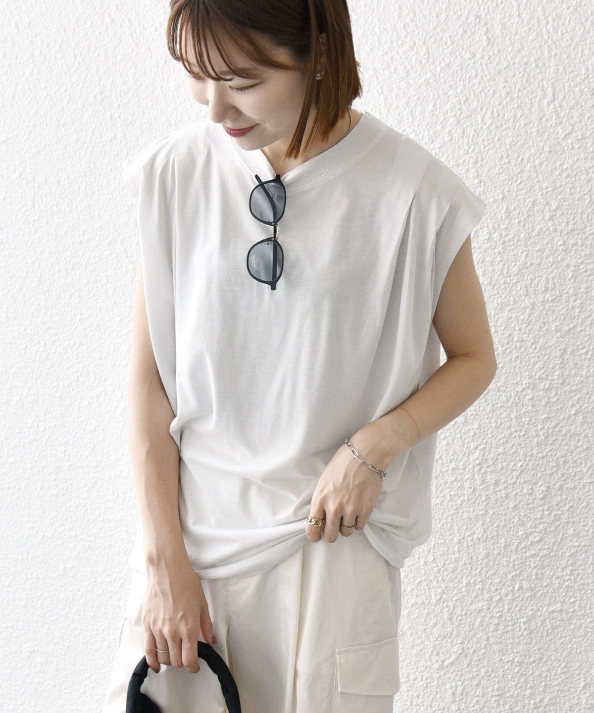 SHIPS any:〈洗濯機可能〉ショルダータック フレンチ ルーズ TEE