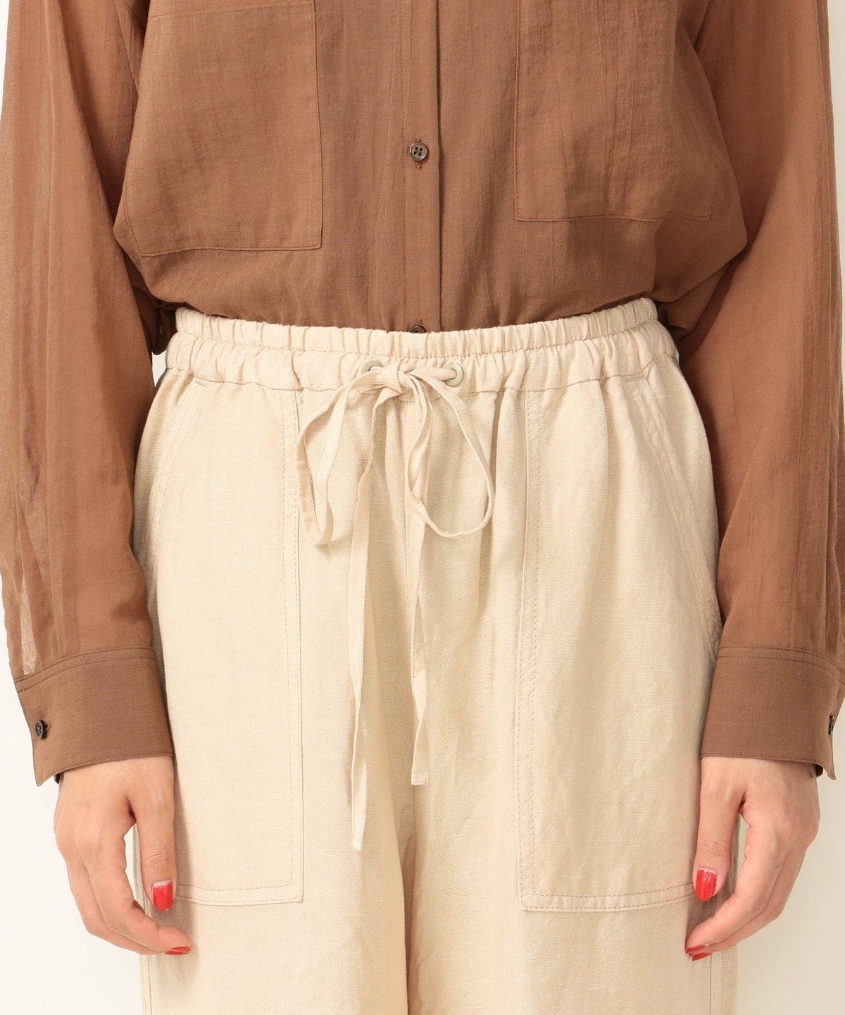 SHIPS any:リネンブレンド イージー ベイカーパンツ