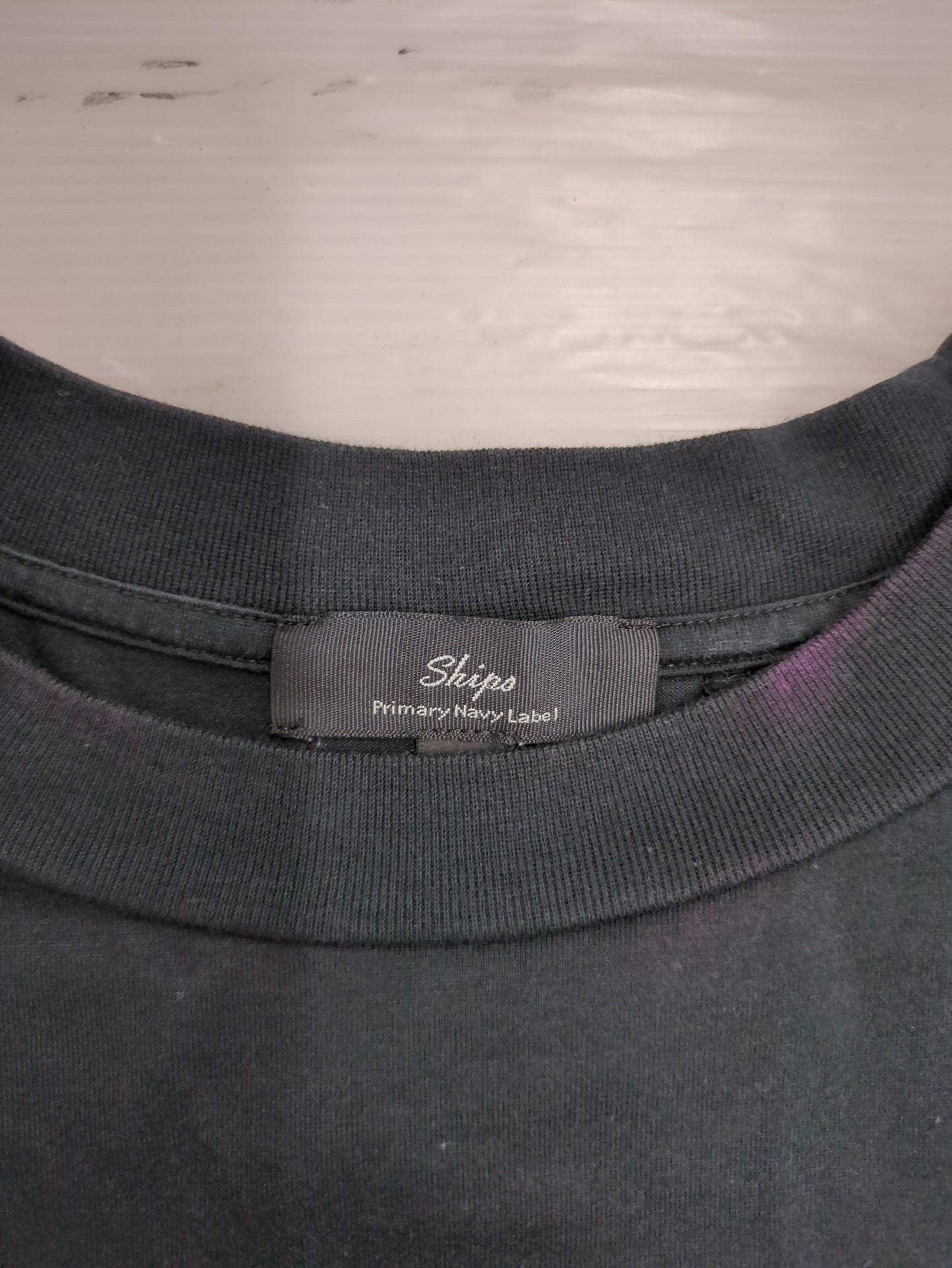 SHIPS Primary Navy Label:コットンショートスリーブプルオーバー