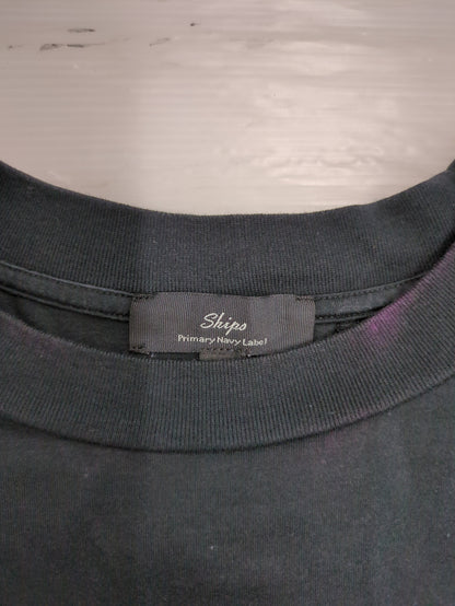 SHIPS Primary Navy Label:コットンショートスリーブプルオーバー
