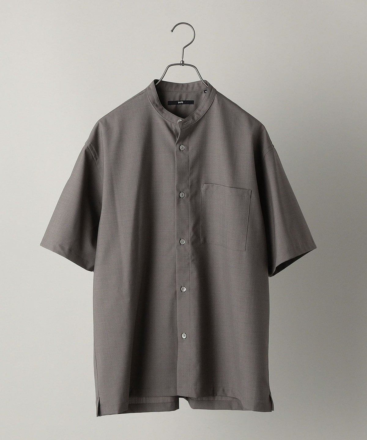 SHIPS:〈ウォッシャブル〉ウール×SOLOTEX(R) リラックスフィット バンドカラーシャツ S/S