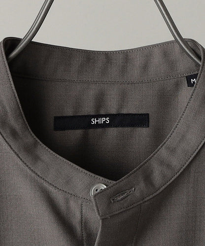 SHIPS:〈ウォッシャブル〉ウール×SOLOTEX(R) リラックスフィット バンドカラーシャツ S/S