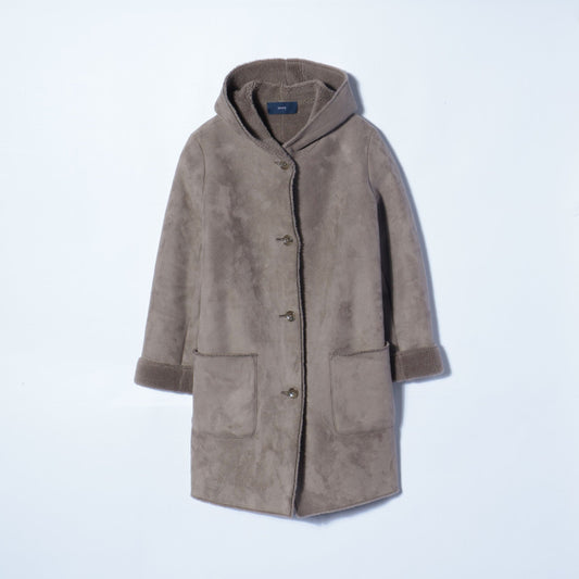 SHIPS:FAKE MOUTON HOOD COAT