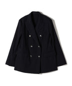 SHIPS Primary Navy Label:麻混 ストライプ ストレッチ ダブル ジャケット