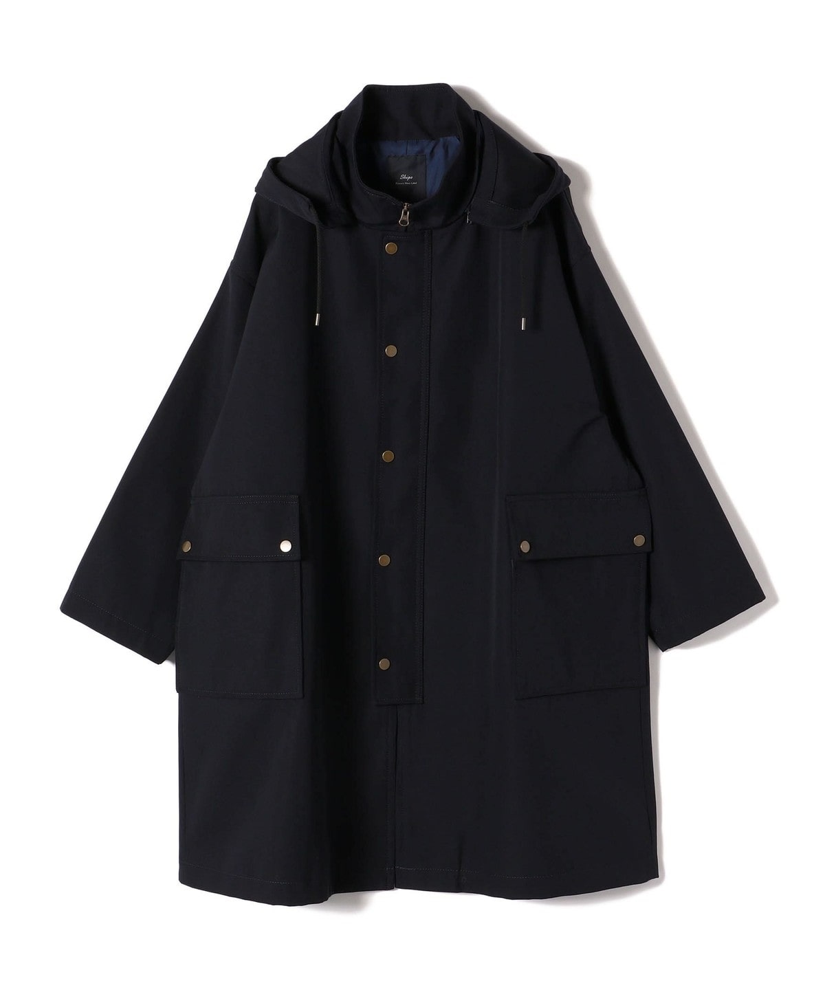 SHIPS Primary Navy Label:ウール フード コート