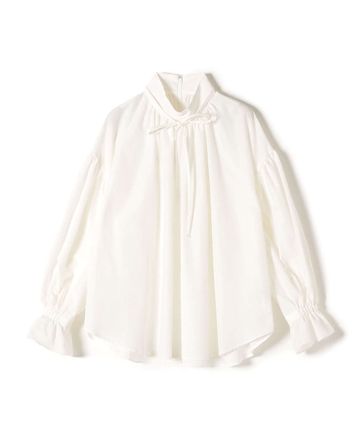 〈手洗い可能〉ハイネックリボンブラウス