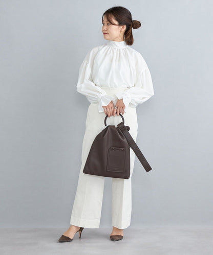 〈手洗い可能〉ハイネックリボンブラウス