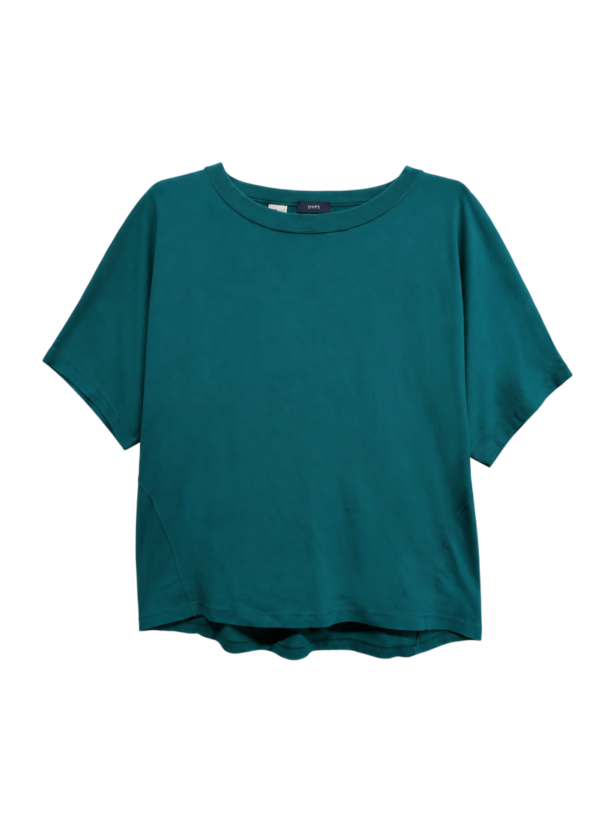 〈UVカット/汗染み防止〉USAコットンドルマンスリーブステッチTEE