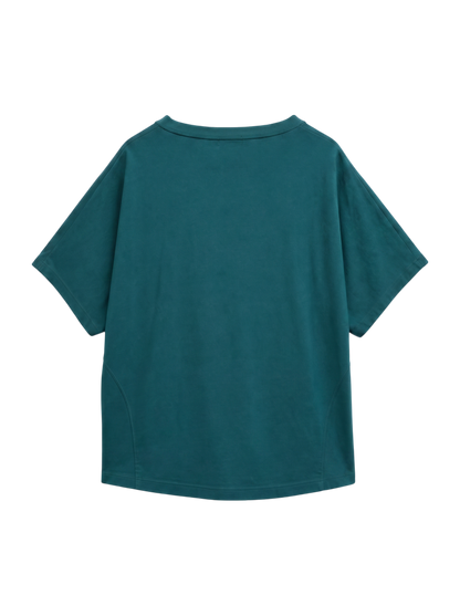 〈UVカット/汗染み防止〉USAコットンドルマンスリーブステッチTEE