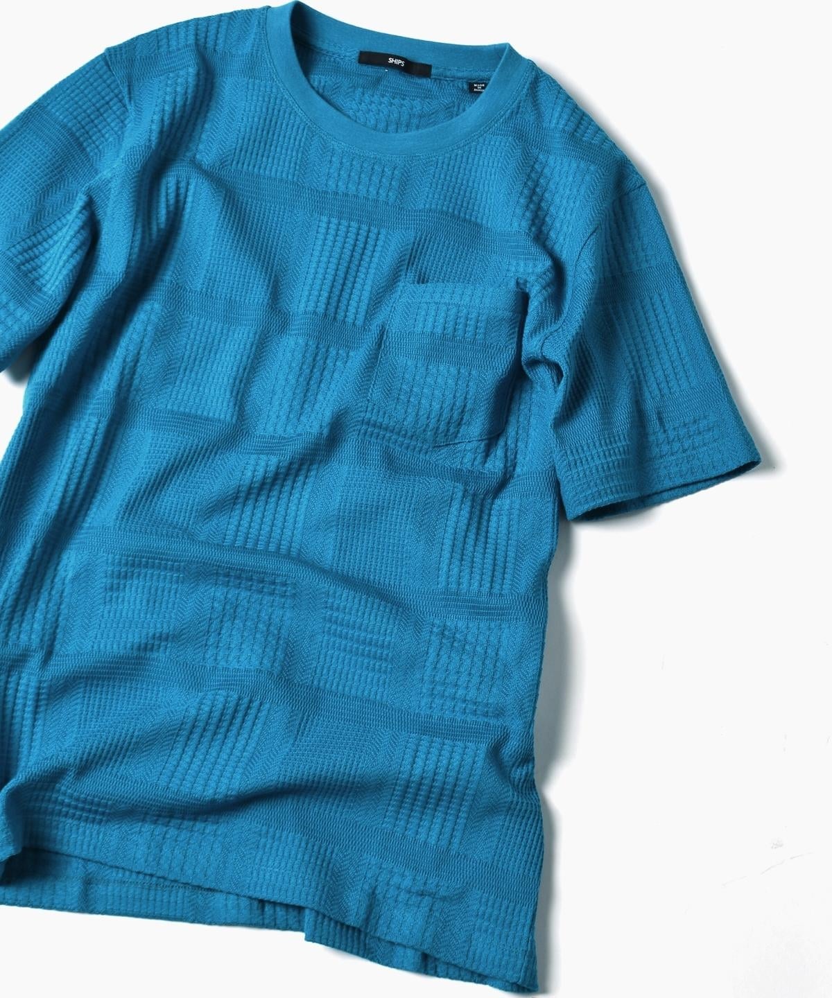 SHIPS: MADE IN JAPAN モチーフ ジャガード/チェック ポケット Tシャツ