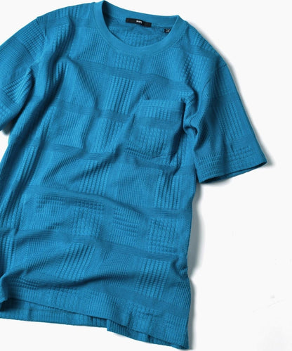 SHIPS: MADE IN JAPAN モチーフ ジャガード/チェック ポケット Tシャツ