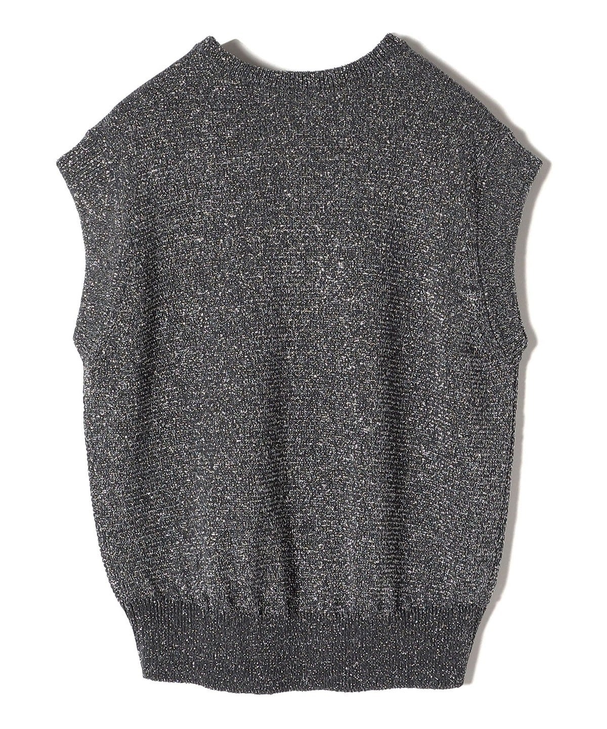 〈手洗い可能〉ラメ混 ペーパー 編地 コンビ プルオーバー