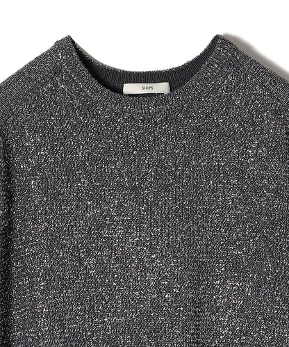 〈手洗い可能〉ラメ混 ペーパー 編地 コンビ プルオーバー