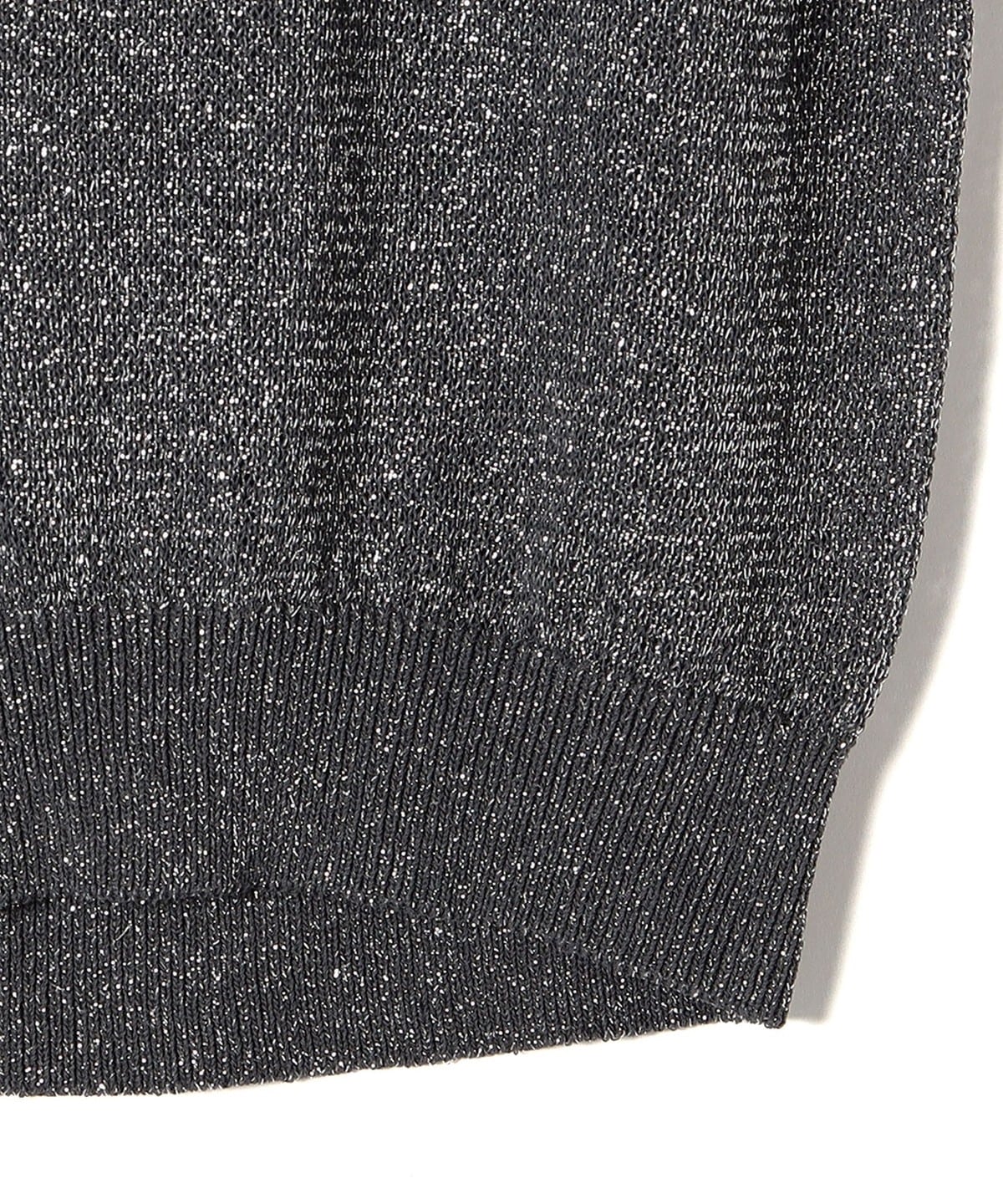 〈手洗い可能〉ラメ混 ペーパー 編地 コンビ プルオーバー