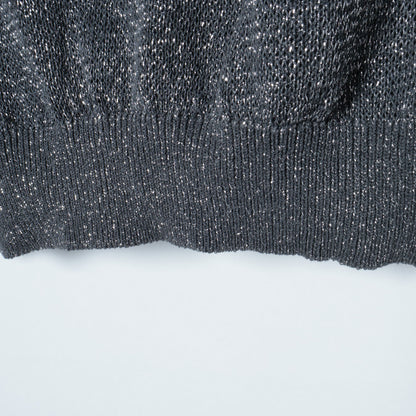 〈手洗い可能〉ラメ混 ペーパー 編地 コンビ プルオーバー