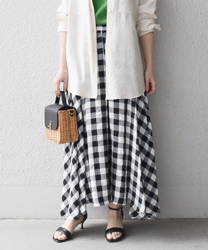 〈手洗い可能〉ギンガムチェックギャザースカート