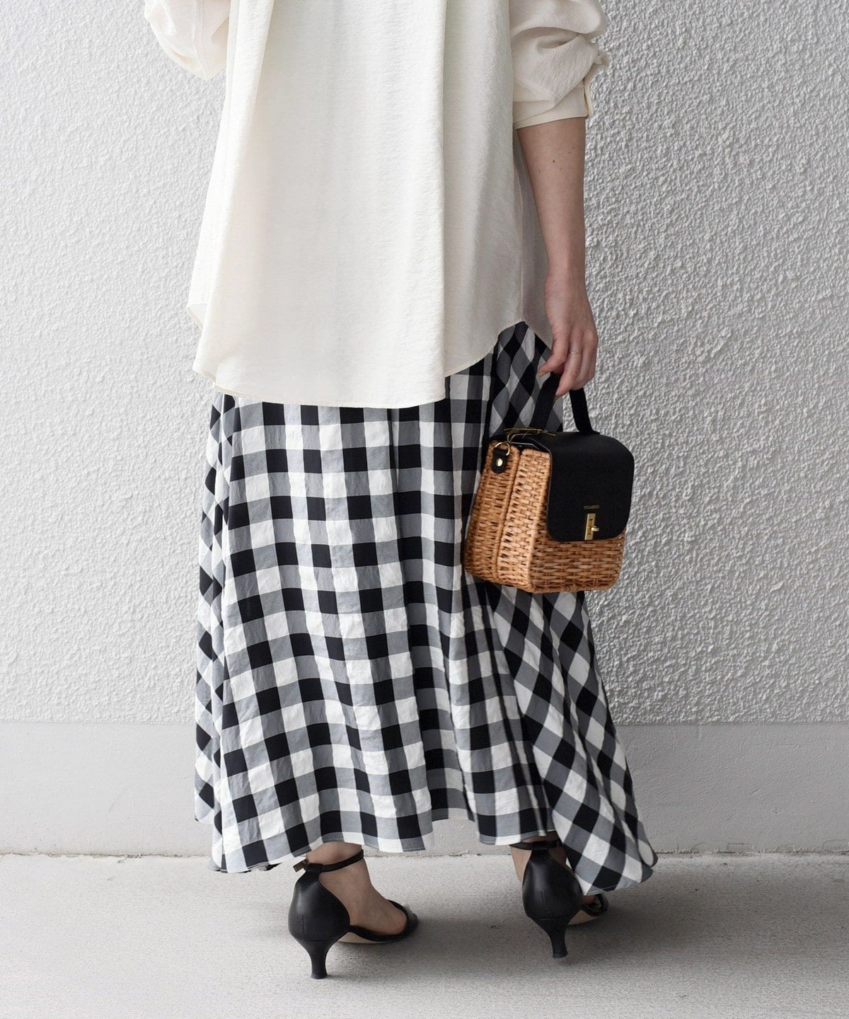 〈手洗い可能〉ギンガムチェックギャザースカート