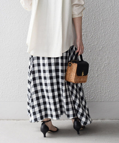 〈手洗い可能〉ギンガムチェックギャザースカート