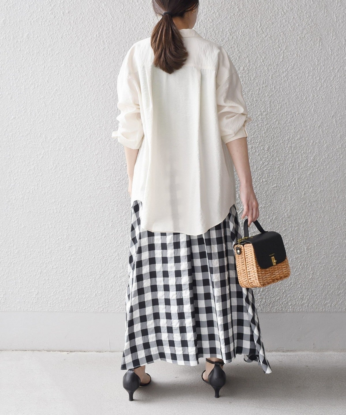〈手洗い可能〉ギンガムチェックギャザースカート