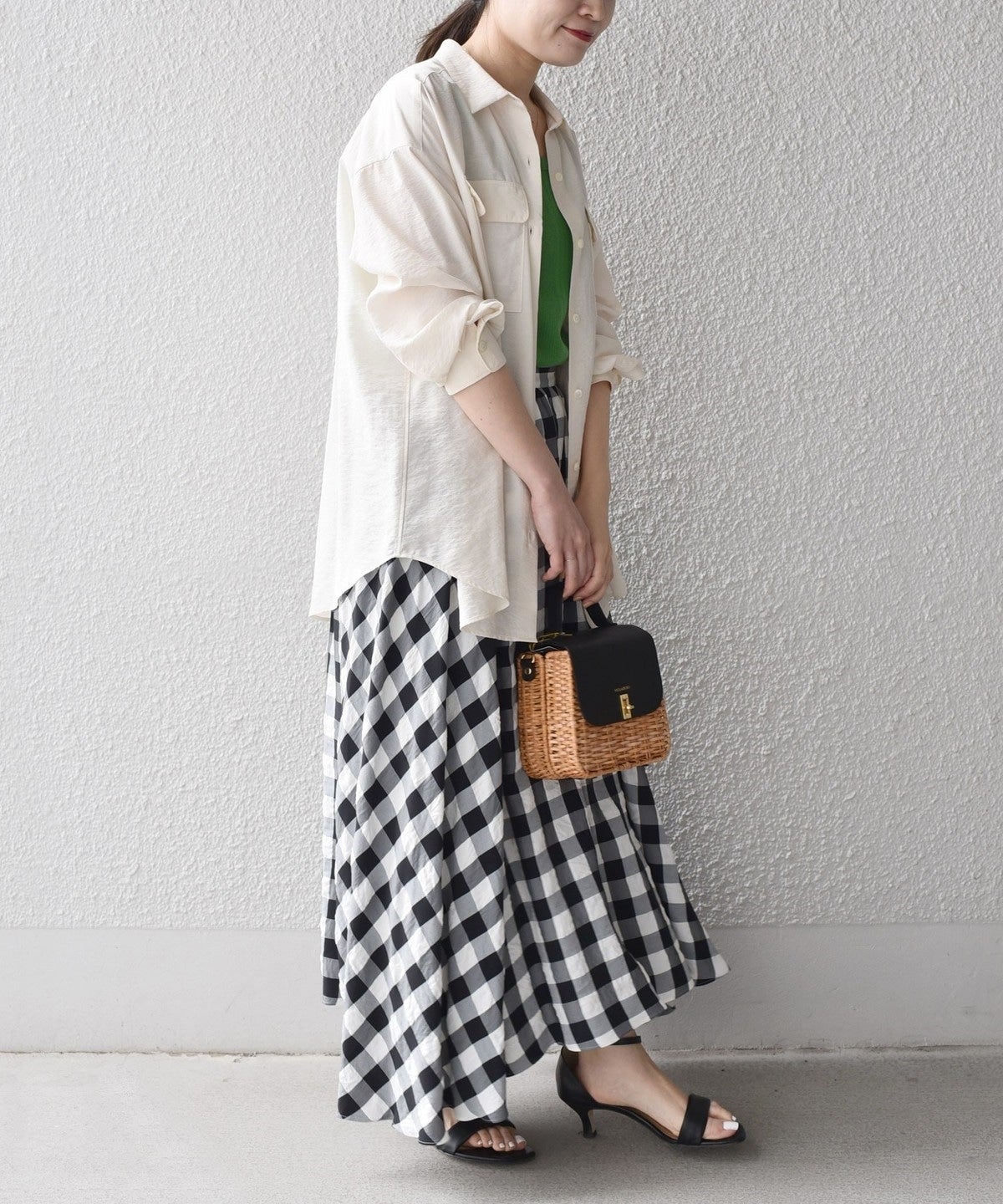 〈手洗い可能〉ギンガムチェックギャザースカート