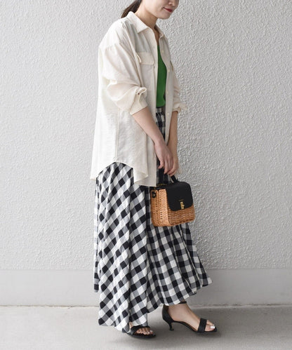 〈手洗い可能〉ギンガムチェックギャザースカート