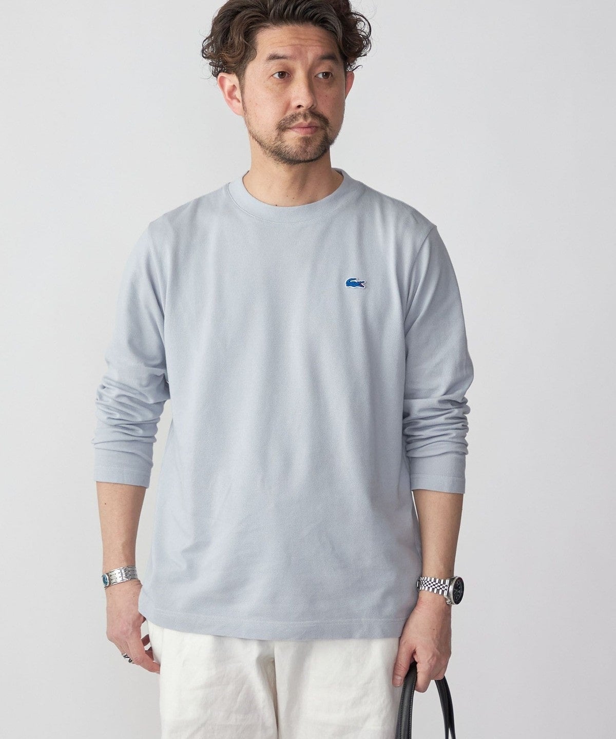 【SHIPS別注】LACOSTE: ガーメントダイ ピケ ロングスリーブ Tシャツ (ロンT)