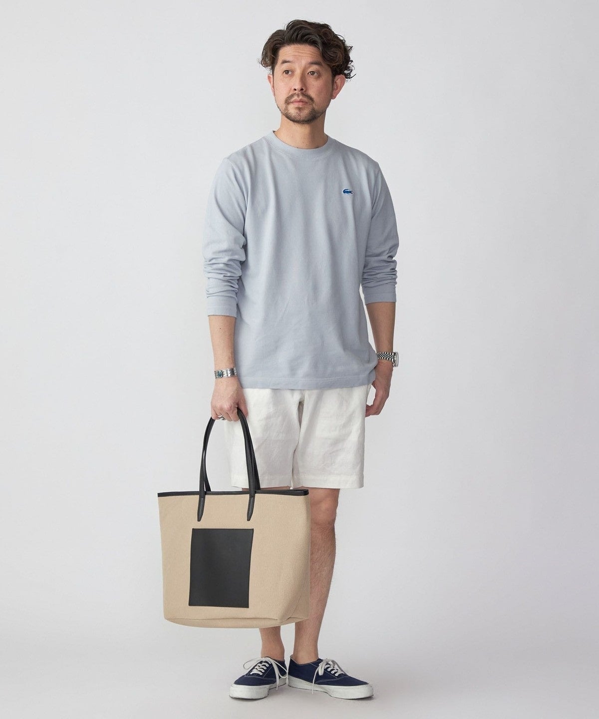 【SHIPS別注】LACOSTE: ガーメントダイ ピケ ロングスリーブ Tシャツ (ロンT)