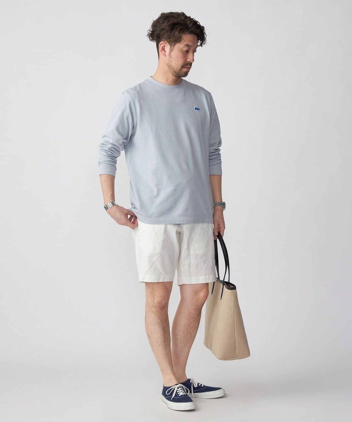 【SHIPS別注】LACOSTE: ガーメントダイ ピケ ロングスリーブ Tシャツ (ロンT)