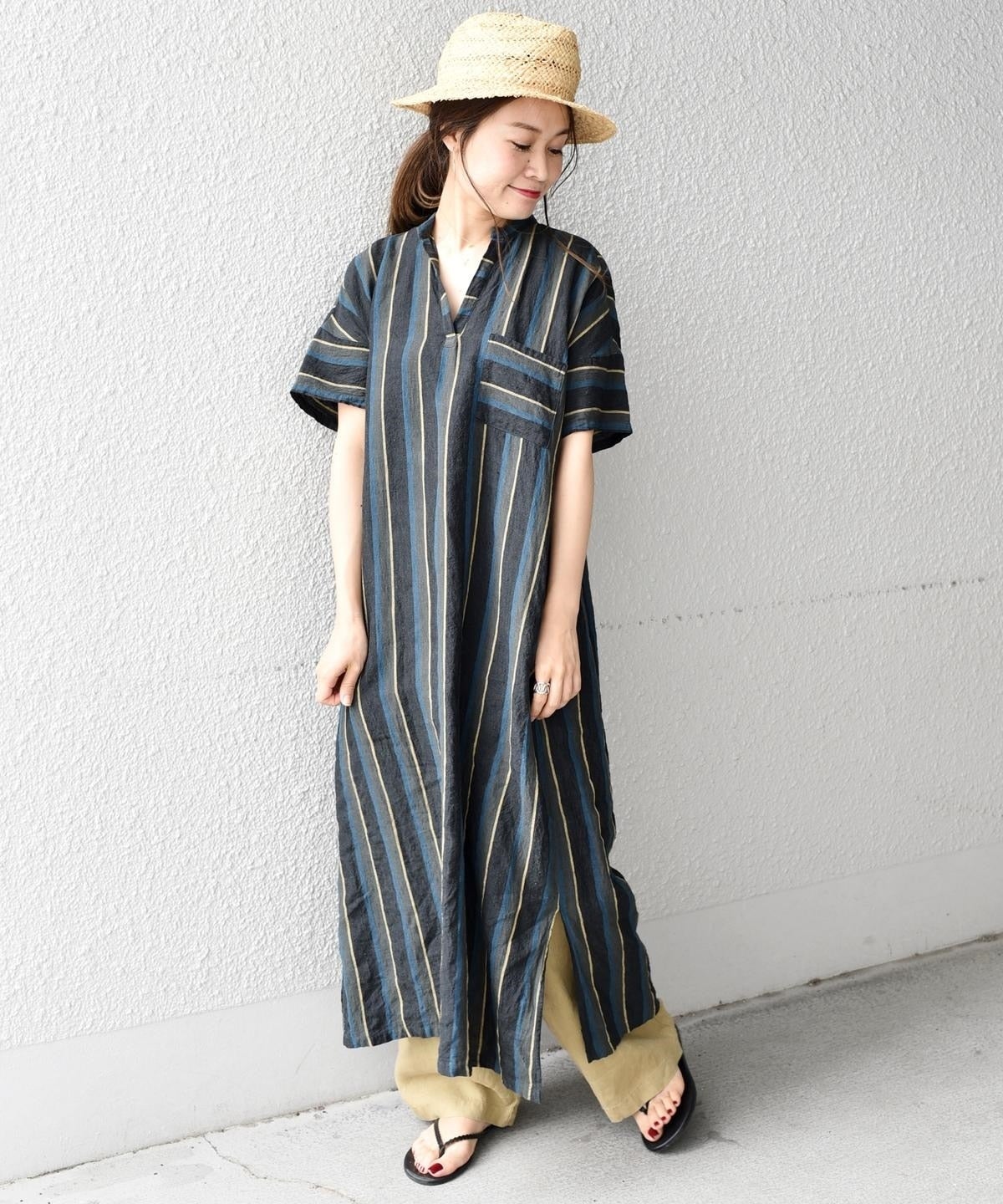 liflattie ships:マルチストライププルオーバーワンピース