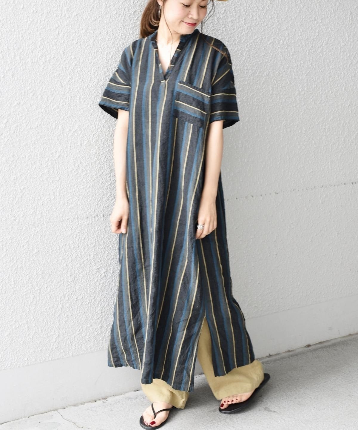 liflattie ships:マルチストライププルオーバーワンピース