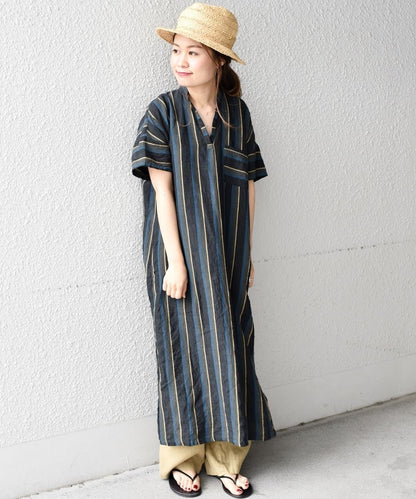 liflattie ships:マルチストライププルオーバーワンピース