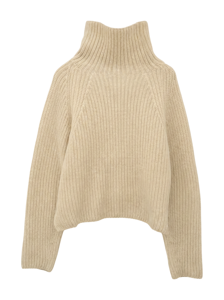 UHR:BACK OPEN HIGHNECK KNIT
