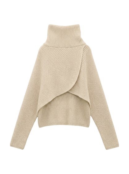 UHR:BACK OPEN HIGHNECK KNIT