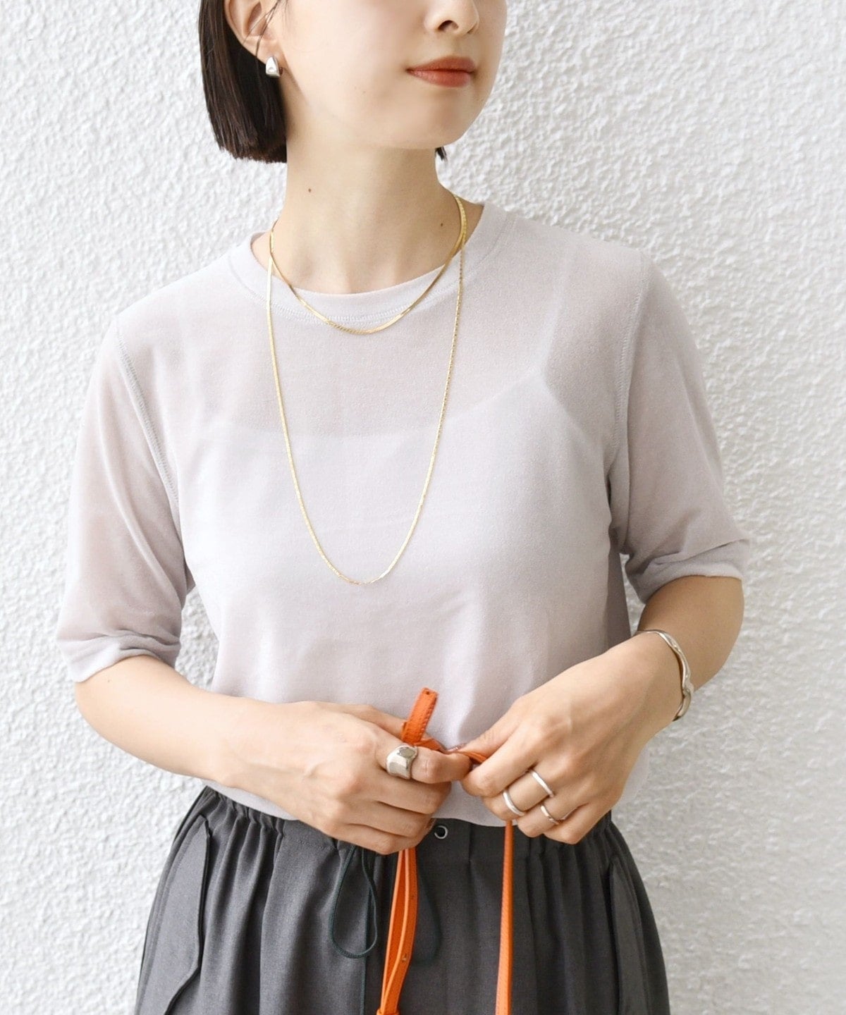 〈手洗い可能〉シアー ショートスリーブ プルオーバー