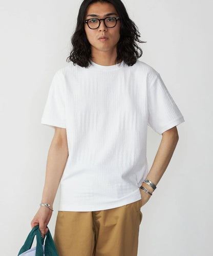 SHIPS: リンクス ジャカード ブロック クルーネック Tシャツ