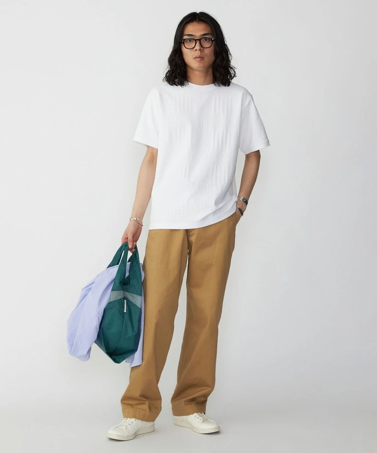 SHIPS: リンクス ジャカード ブロック クルーネック Tシャツ